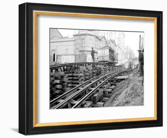 Tracks at 3rd and Madison, Seattle, 1907-Asahel Curtis-Framed Giclee Print