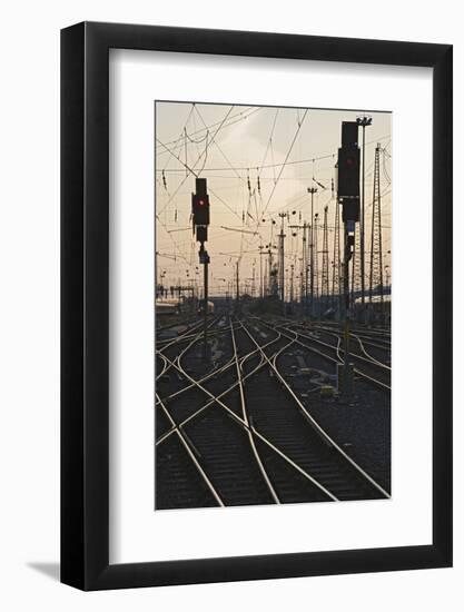 Tracks at main station, Frankfurt, Hesse, Germany, Europe-Markus Lange-Framed Photographic Print