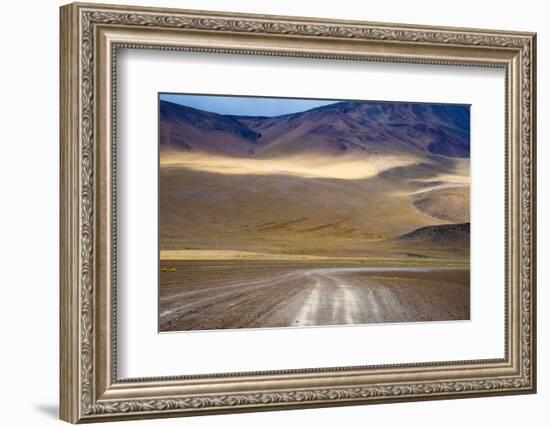 Tracks left by vehicles on desert land, Eduardo Abaroa Andean Fauna National Reserve, Bolivia-Keren Su-Framed Photographic Print