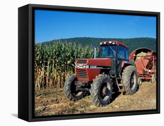 Tractor and Corn Field in Litchfield Hills, Connecticut, USA-Jerry & Marcy Monkman-Framed Premier Image Canvas