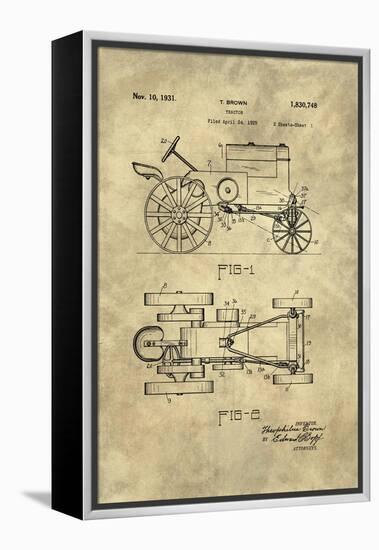 Tractor Blueprint - Industrial Farmhouse-Tina Lavoie-Framed Premier Image Canvas