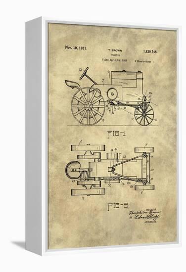 Tractor Blueprint - Industrial Farmhouse-Tina Lavoie-Framed Premier Image Canvas