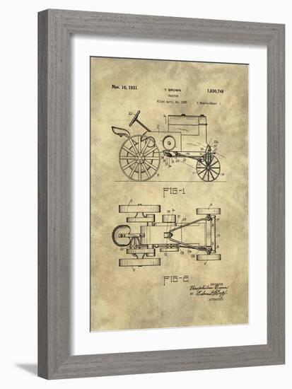 Tractor Blueprint - Industrial Farmhouse-Tina Lavoie-Framed Giclee Print