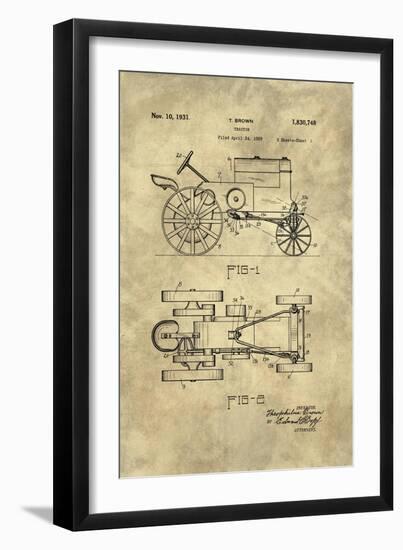 Tractor Blueprint - Industrial Farmhouse-Tina Lavoie-Framed Giclee Print