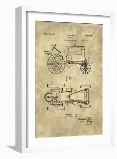 Tractor Blueprint - Industrial Farmhouse-Tina Lavoie-Framed Giclee Print