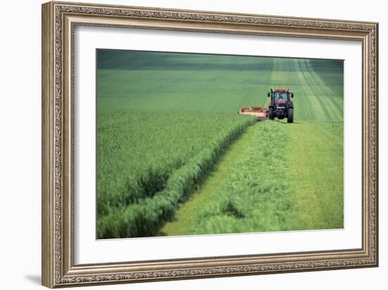 Tractor Cutting Grass for Silage-Jeremy Walker-Framed Photographic Print