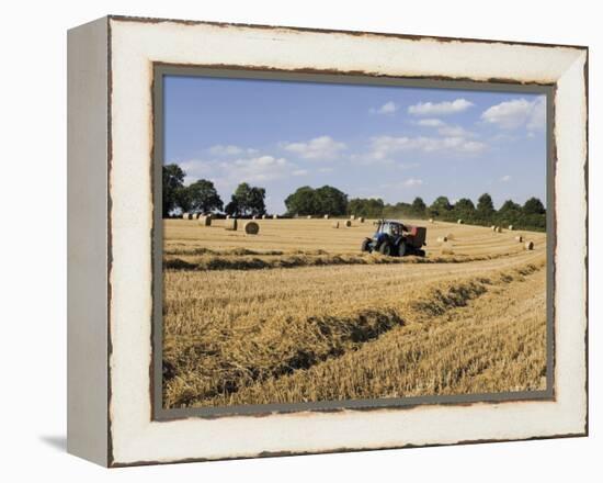 Tractor Harvesting Near Chipping Campden, Along the Cotswolds Way Footpath, the Cotswolds, England-David Hughes-Framed Premier Image Canvas