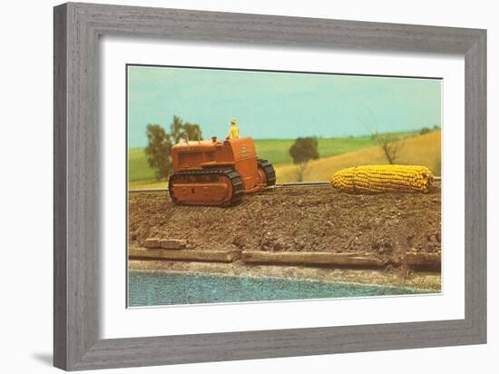 Tractor Hauling Giant Ear of Corn-null-Framed Art Print