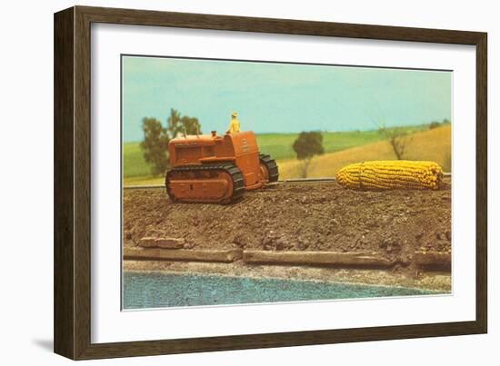 Tractor Hauling Giant Ear of Corn-null-Framed Art Print