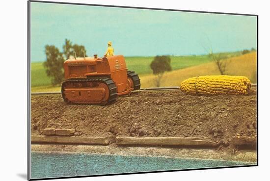 Tractor Hauling Giant Ear of Corn-null-Mounted Art Print