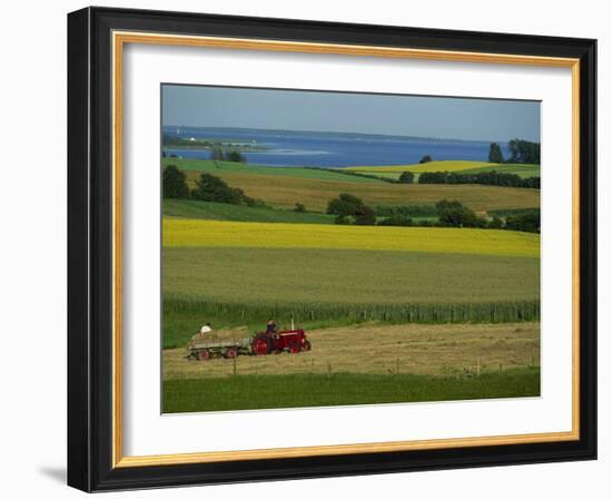 Tractor in Field at Harvest Time, East of Faborg, Funen Island, Denmark, Scandinavia, Europe-Woolfitt Adam-Framed Photographic Print