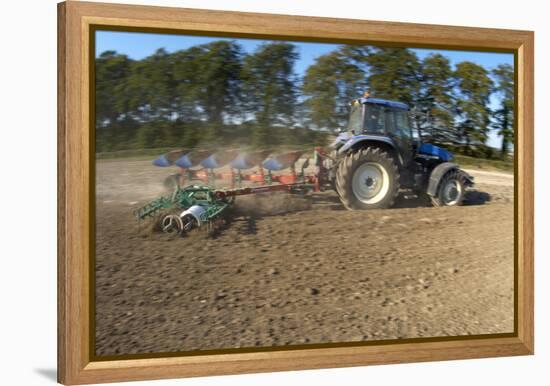 Tractor Ploughing a Field-Jeremy Walker-Framed Premier Image Canvas