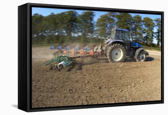 Tractor Ploughing a Field-Jeremy Walker-Framed Premier Image Canvas