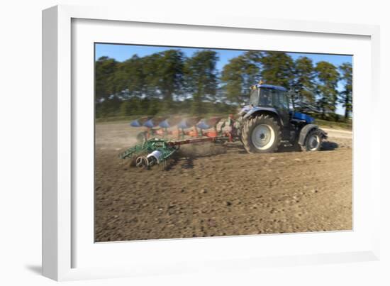 Tractor Ploughing a Field-Jeremy Walker-Framed Photographic Print