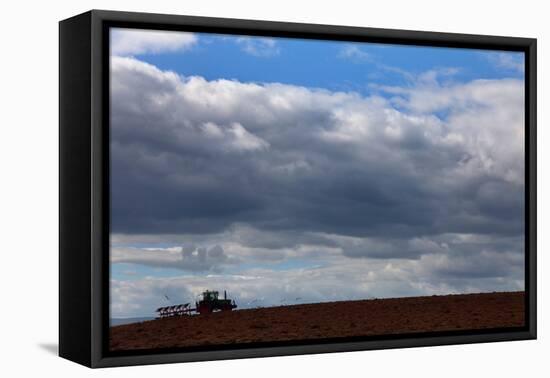 Tractor Ploughing Field, Near Fenor, County Waterford, Ireland-null-Framed Premier Image Canvas