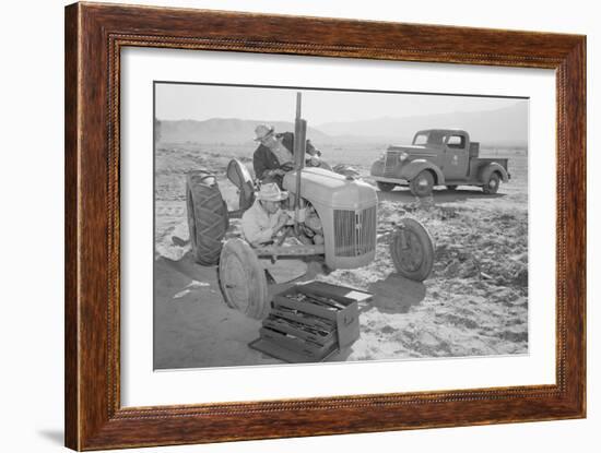 Tractor Repair: Driver Benji Iguchi, Mechanic Henry Hanawa,-Ansel Adams-Framed Premium Giclee Print