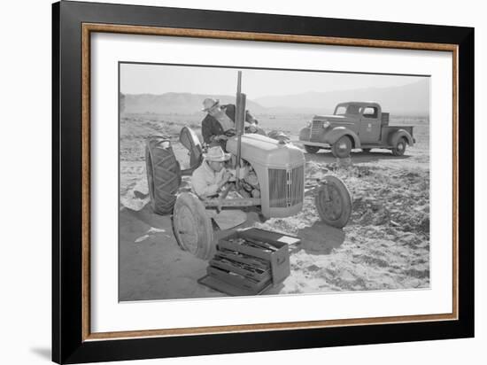 Tractor Repair: Driver Benji Iguchi, Mechanic Henry Hanawa,-Ansel Adams-Framed Premium Giclee Print