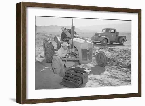 Tractor Repair: Driver Benji Iguchi, Mechanic Henry Hanawa,-Ansel Adams-Framed Art Print