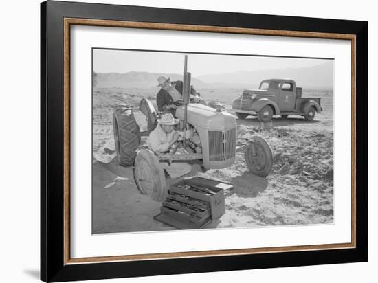 Tractor Repair: Driver Benji Iguchi, Mechanic Henry Hanawa,-Ansel Adams-Framed Art Print