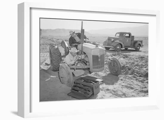 Tractor Repair: Driver Benji Iguchi, Mechanic Henry Hanawa,-Ansel Adams-Framed Art Print