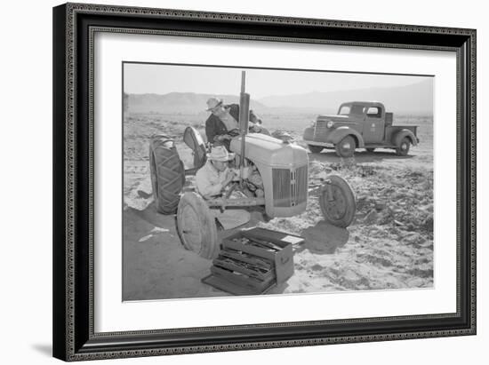 Tractor Repair: Driver Benji Iguchi, Mechanic Henry Hanawa,-Ansel Adams-Framed Art Print