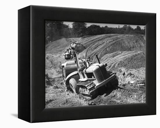 Tractor Unit Pulling an Earth Grading Machine at a Site Near Rotherham, South Yorkshire, 1954-Michael Walters-Framed Premier Image Canvas