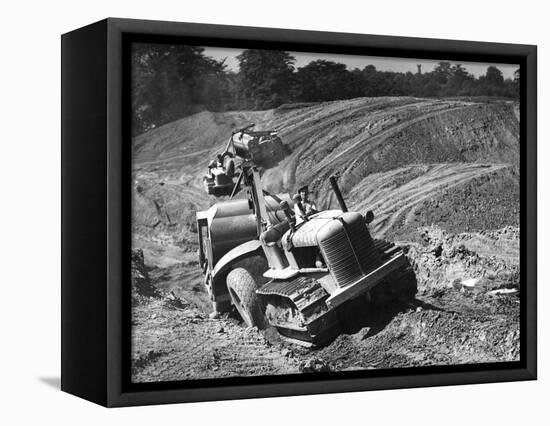 Tractor Unit Pulling an Earth Grading Machine at a Site Near Rotherham, South Yorkshire, 1954-Michael Walters-Framed Premier Image Canvas