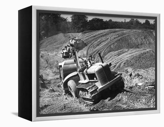 Tractor Unit Pulling an Earth Grading Machine at a Site Near Rotherham, South Yorkshire, 1954-Michael Walters-Framed Premier Image Canvas