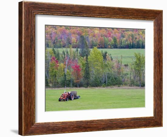 Tractor with Hay Bale, Bruce Crossing, Michigan, USA-Chuck Haney-Framed Photographic Print