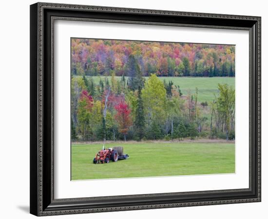 Tractor with Hay Bale, Bruce Crossing, Michigan, USA-Chuck Haney-Framed Photographic Print