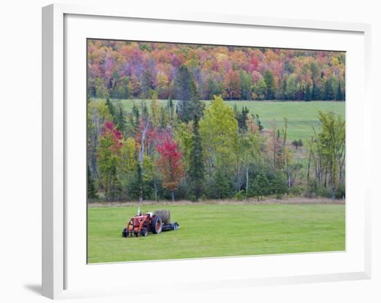 Tractor with Hay Bale, Bruce Crossing, Michigan, USA-Chuck Haney-Framed Photographic Print