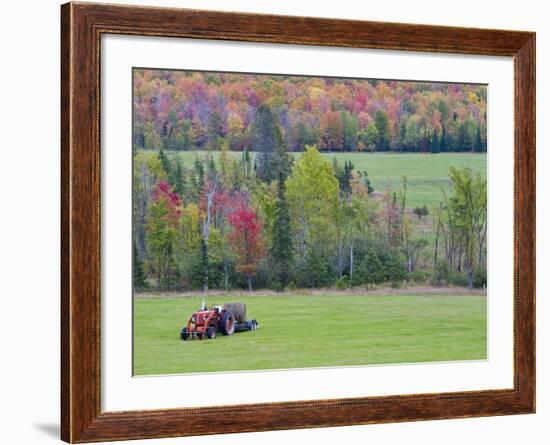 Tractor with Hay Bale, Bruce Crossing, Michigan, USA-Chuck Haney-Framed Photographic Print