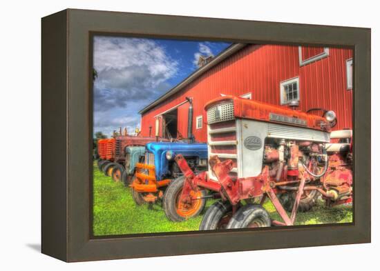 Tractors and Barn-Robert Goldwitz-Framed Premier Image Canvas