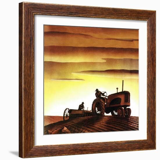 "Tractors at Sunset," October 3, 1942-Arthur C. Radebaugh-Framed Giclee Print