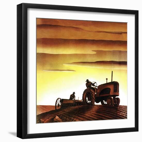 "Tractors at Sunset," October 3, 1942-Arthur C. Radebaugh-Framed Giclee Print