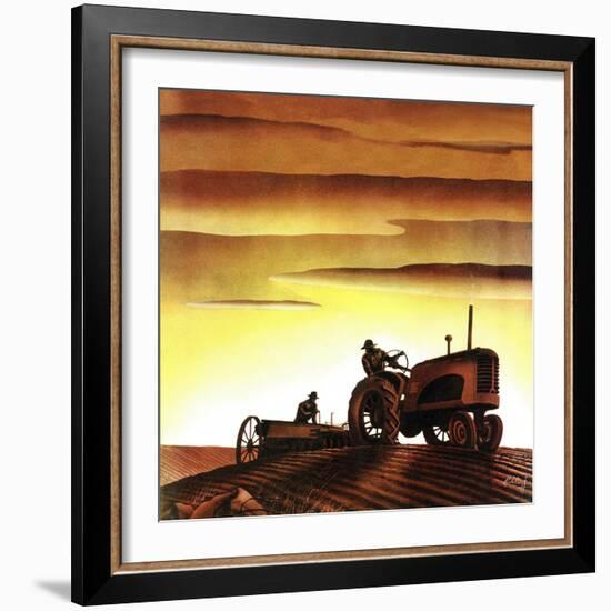 "Tractors at Sunset," October 3, 1942-Arthur C. Radebaugh-Framed Giclee Print