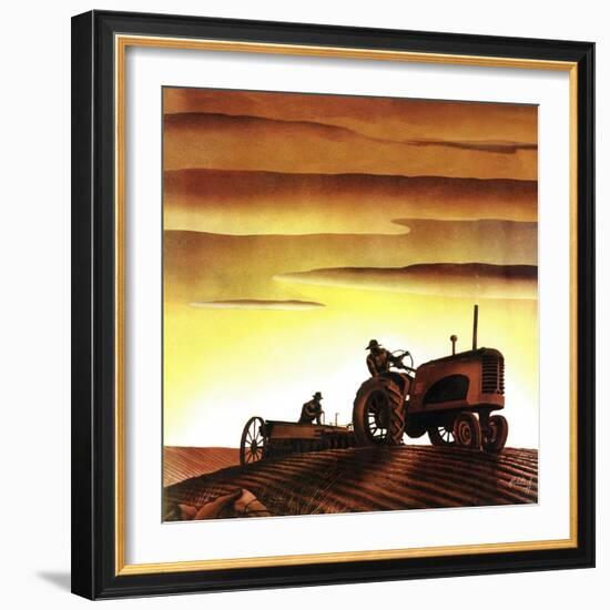 "Tractors at Sunset," October 3, 1942-Arthur C. Radebaugh-Framed Giclee Print