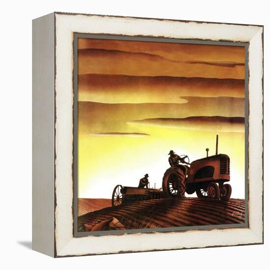 "Tractors at Sunset," October 3, 1942-Arthur C. Radebaugh-Framed Premier Image Canvas