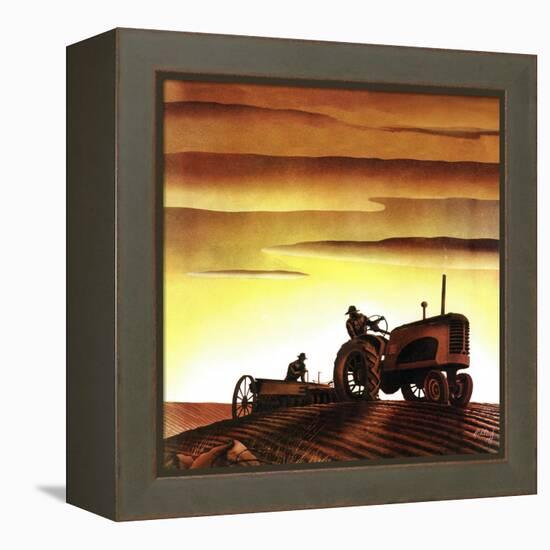 "Tractors at Sunset," October 3, 1942-Arthur C. Radebaugh-Framed Premier Image Canvas