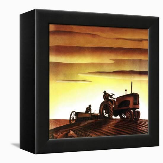 "Tractors at Sunset," October 3, 1942-Arthur C. Radebaugh-Framed Premier Image Canvas