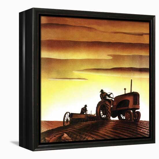 "Tractors at Sunset," October 3, 1942-Arthur C. Radebaugh-Framed Premier Image Canvas