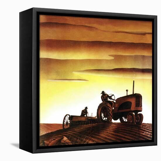 "Tractors at Sunset," October 3, 1942-Arthur C. Radebaugh-Framed Premier Image Canvas