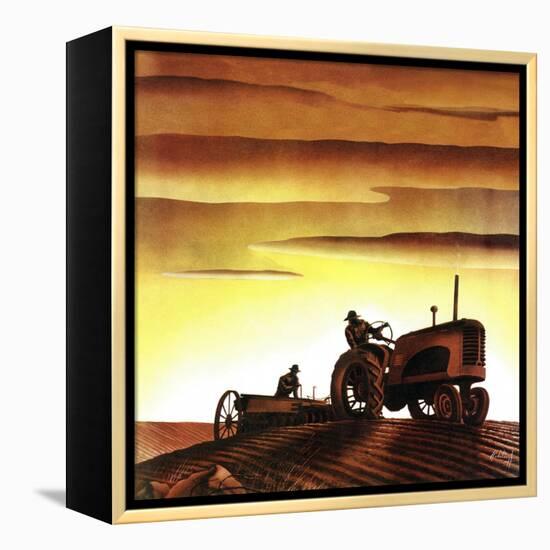 "Tractors at Sunset," October 3, 1942-Arthur C. Radebaugh-Framed Premier Image Canvas