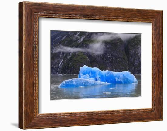 Tracy Arm Fjord, clearing mist, blue icebergs and cascades, near South Sawyer Glacier, Alaska, Unit-Eleanor Scriven-Framed Photographic Print
