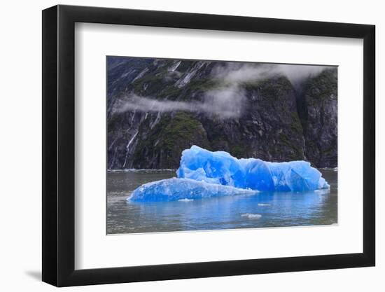 Tracy Arm Fjord, clearing mist, blue icebergs and cascades, near South Sawyer Glacier, Alaska, Unit-Eleanor Scriven-Framed Photographic Print