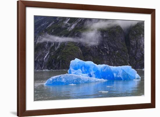 Tracy Arm Fjord, clearing mist, blue icebergs and cascades, near South Sawyer Glacier, Alaska, Unit-Eleanor Scriven-Framed Photographic Print