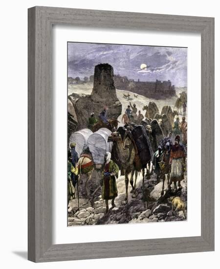 Trade Caravans on the Silk Road, the Great Highway of Central Asia-null-Framed Giclee Print