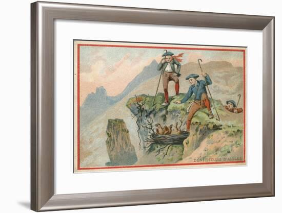 Trade Card with an Image of Men Stealing Eagle Eggs-null-Framed Giclee Print