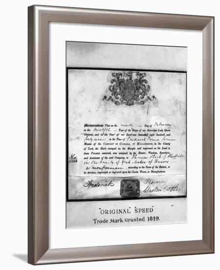 Trademark Certificate, 1849 (1963)-Michael Walters-Framed Photographic Print