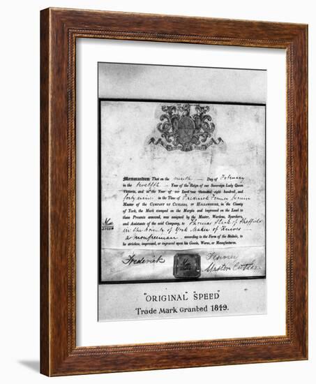 Trademark Certificate, 1849 (1963)-Michael Walters-Framed Photographic Print